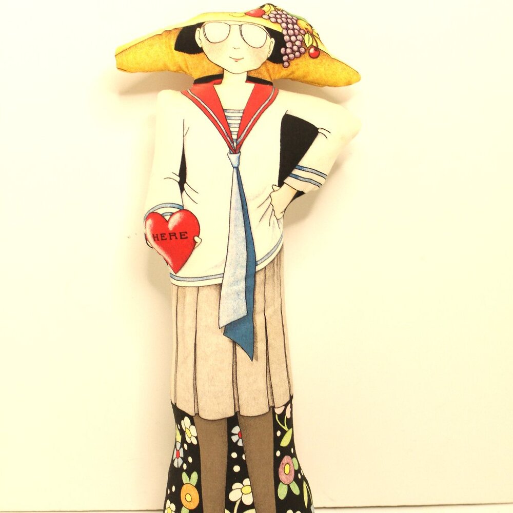 Mary Engelbreit Weighted Cloth Doll Doorstop 15" "HERE IS MY HEART" Vintage